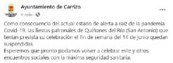 suspensión fiestas Quiñones