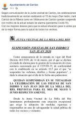 Suspensión fiestas populares